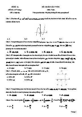 Đề thi thử Tốt nghiệp THPT môn Toán - Mã đề 16 - Năm học 2021 (Có đáp án)